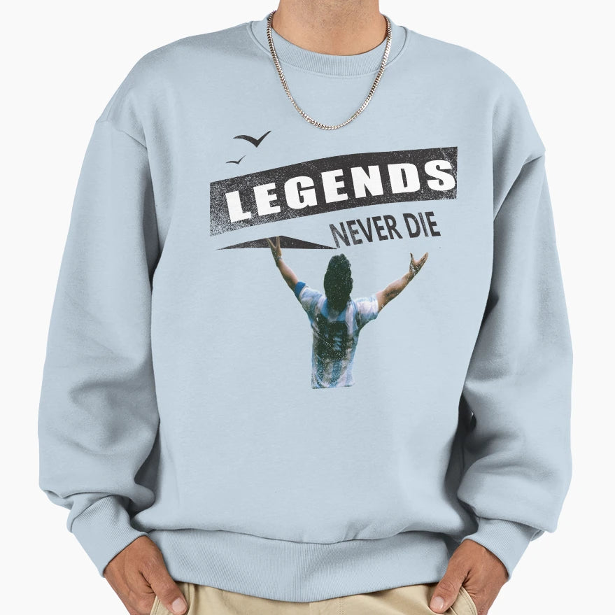 Football Legends Never Die Rip Sweatshirt - Trendy Graphic for Adults - T-Shirt, Sweatshirt, Hoodie