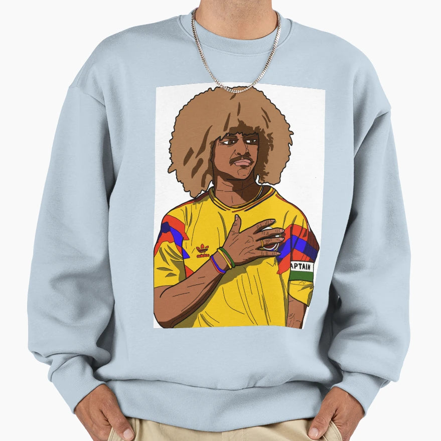 Carlos Valderrama Colombia Sweatshirt - Aesthetic Graphic for Adults - T-Shirt, Sweatshirt, Hoodie