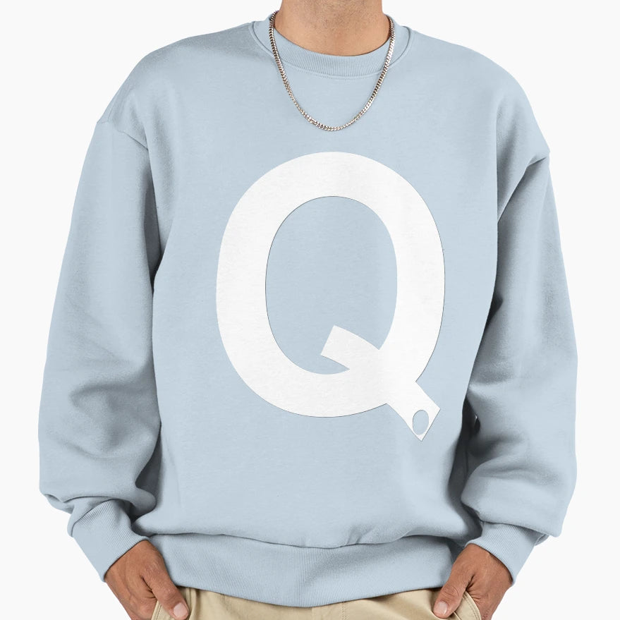 Q White Sweatshirt - Custom Art Print Men Women - T-Shirt, Sweatshirt, Hoodie