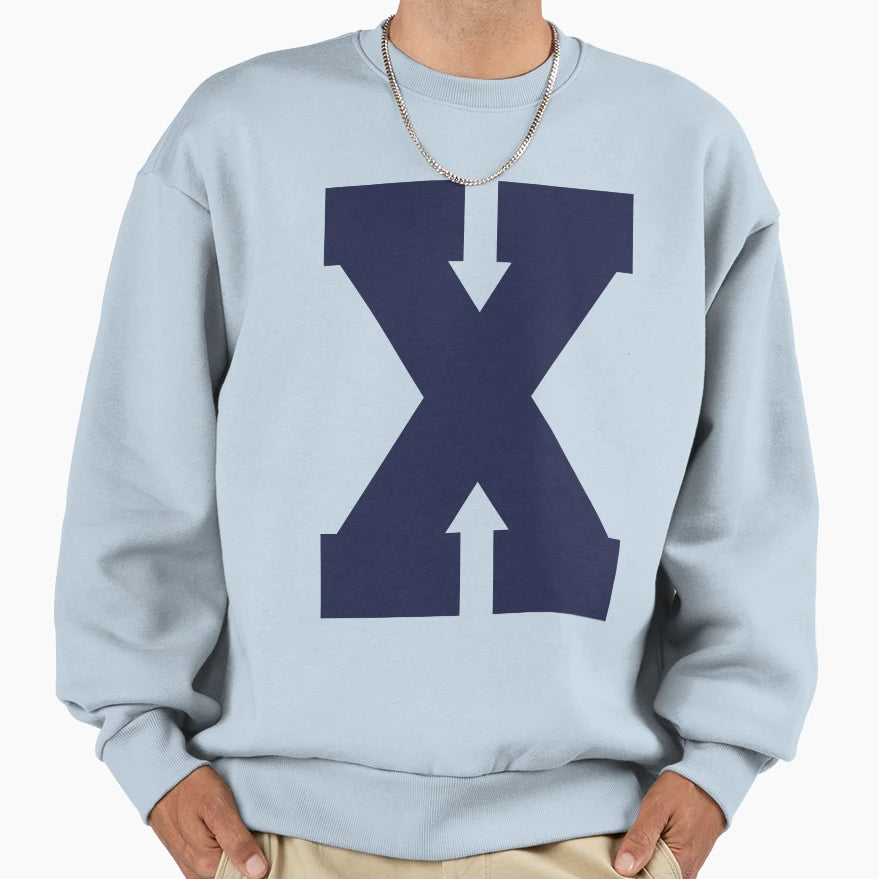 Alphabet Marine Blue X Sports Sweatshirt - Trendy Graphic for Adults - T-Shirt, Sweatshirt, Hoodie
