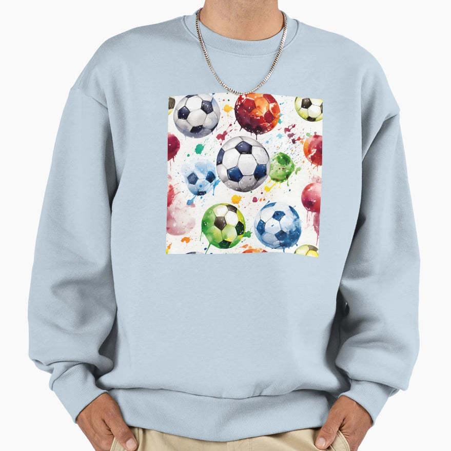 Watercolor Soccer Ball Pattern Sweatshirt - Trendy Graphic Men Women - T-Shirt, Sweatshirt, Hoodie