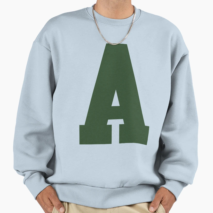 Alphabet Green Sports Letter Sweatshirt - Casual Everyday Wear Unisex - T-Shirt, Sweatshirt, Hoodie