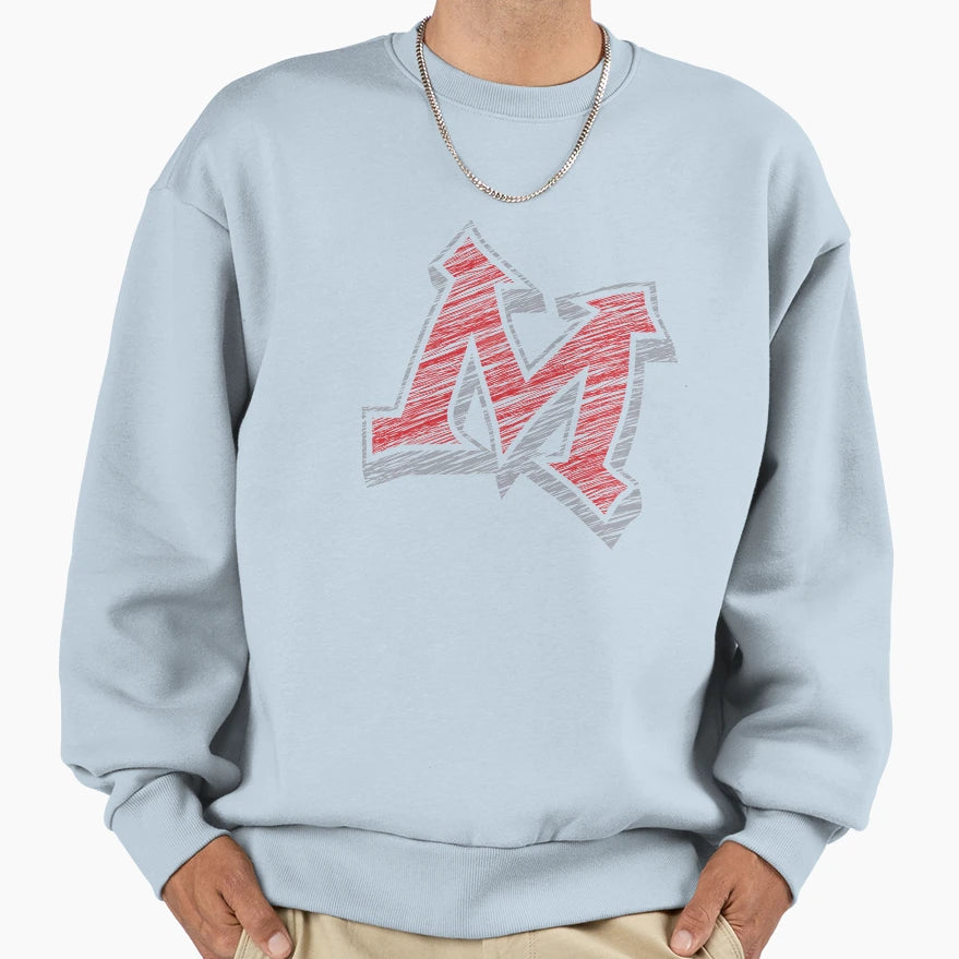 Miller M Red Grey Sweatshirt - Minimalist Print Men Women - T-Shirt, Sweatshirt, Hoodie