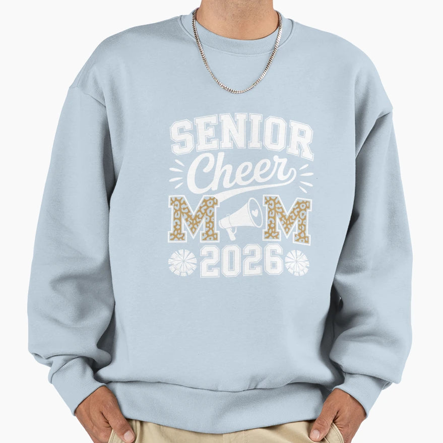 Cheer Senior Mom 2026 Leopard Sweatshirt - Unique Graphic Men Women - T-Shirt, Sweatshirt, Hoodie