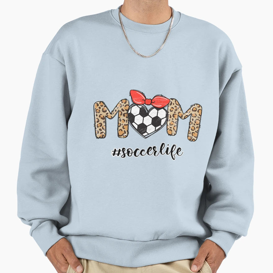 Soccer Life Mom Funny Leopard Football Sweatshirt - Custom Art Print Unisex - T-Shirt, Sweatshirt, Hoodie
