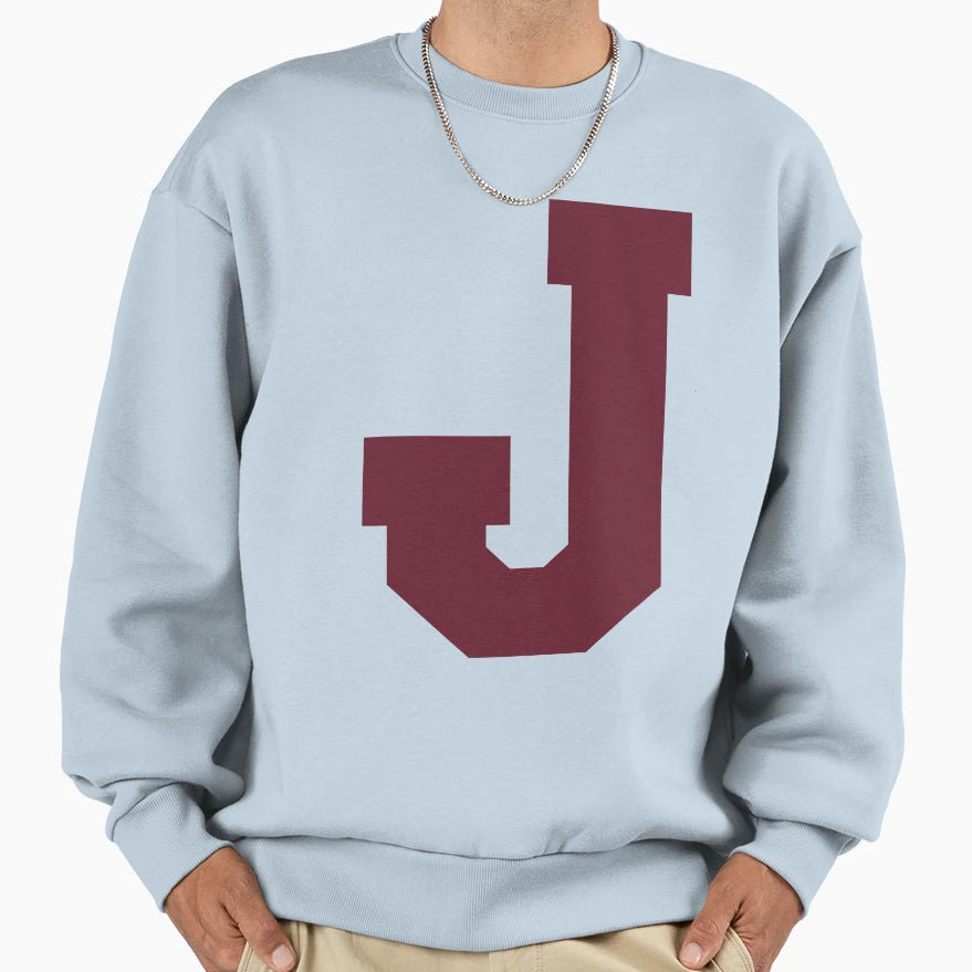 Alphabet Maroon J Sports Letter J Sweatshirt - Unique Graphic Men Women - T-Shirt, Sweatshirt, Hoodie