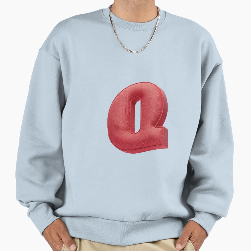 Floating Red Cushion Letter Q 3D Sweatshirt - Minimalist Print Unisex - T-Shirt, Sweatshirt, Hoodie