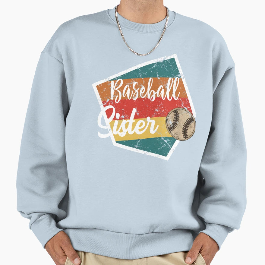 Baseball Sister Stripe Sweatshirt - Minimalist Print for Adults - T-Shirt, Sweatshirt, Hoodie