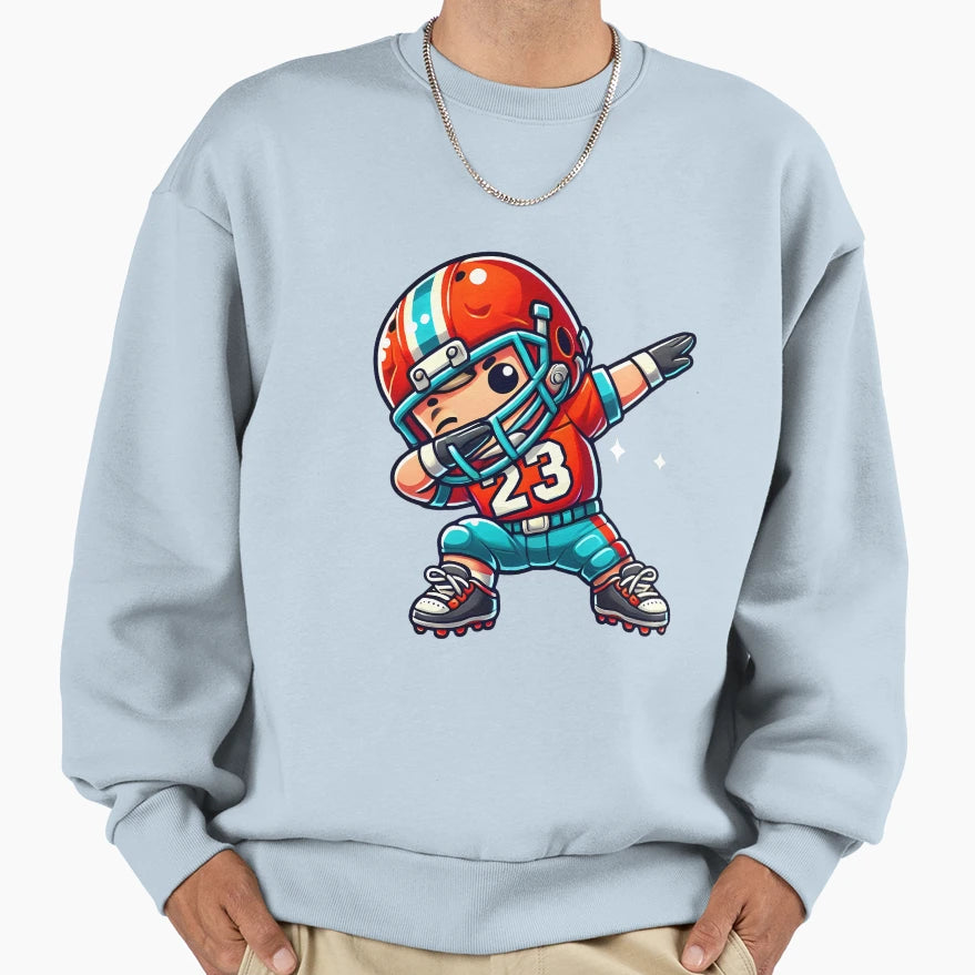 Adorable Cartoon Football Player Sweatshirt - Aesthetic Graphic Unisex - T-Shirt, Sweatshirt, Hoodie
