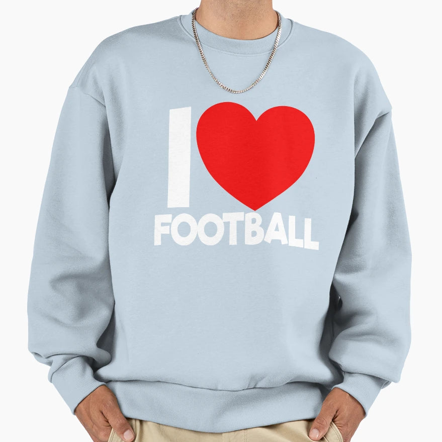 I Love Football Red Heart Sweatshirt - Minimalist Print for Adults - T-Shirt, Sweatshirt, Hoodie