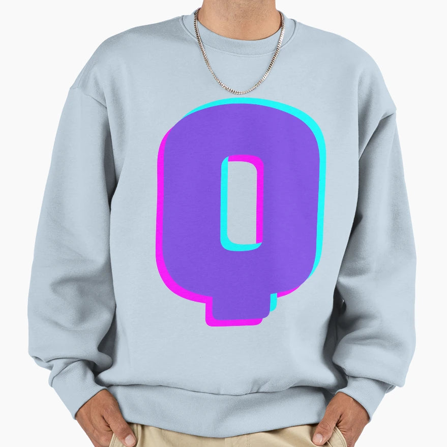 Alphabet Q Purple Q Three Sweatshirt - Streetwear Style Men Women - T-Shirt, Sweatshirt, Hoodie