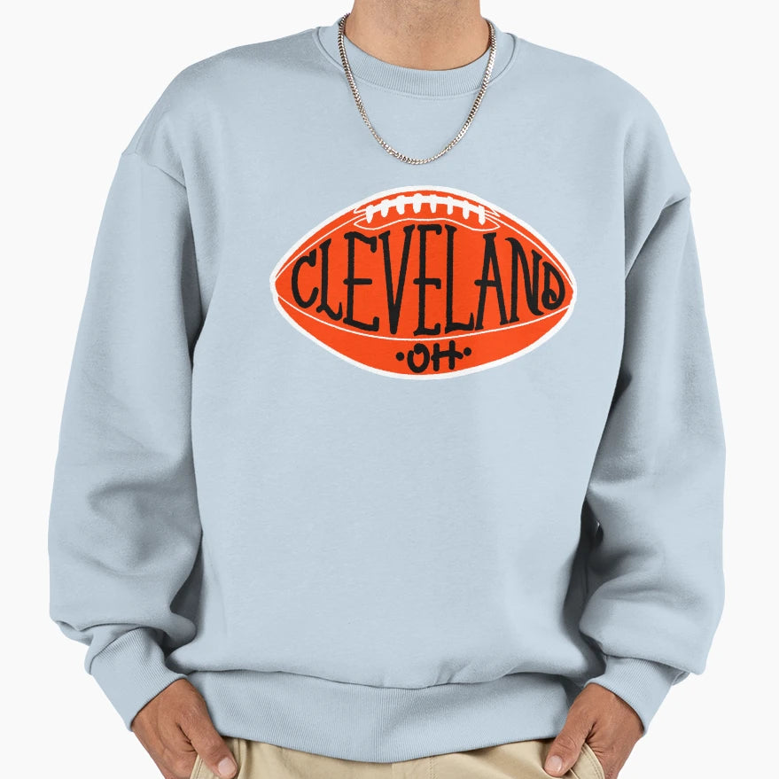 Cleveland Oh Hand Drawn Football Sweatshirt - Trendy Graphic for Adults - T-Shirt, Sweatshirt, Hoodie