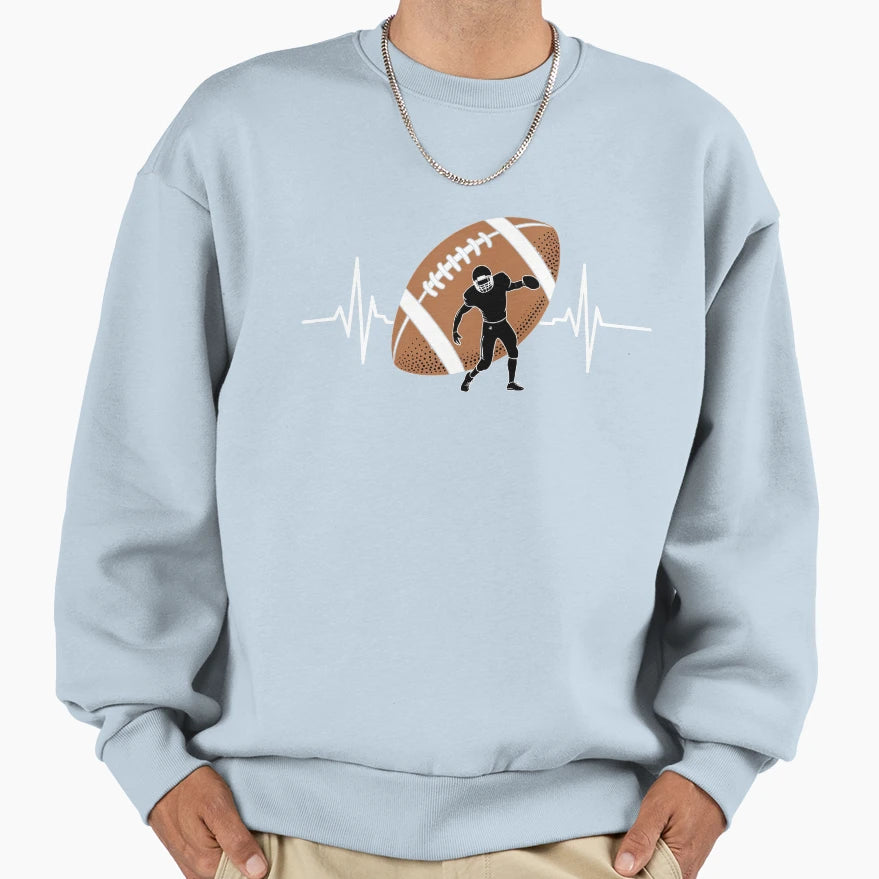 American Footballer Heartbeat Pulse Sweatshirt - Novelty Apparel Men Women - T-Shirt, Sweatshirt, Hoodie