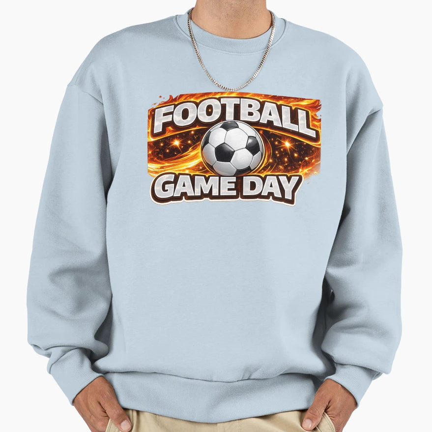 Football Game Day Fiery Flame Sweatshirt - Fun Novelty Design Men Women - T-Shirt, Sweatshirt, Hoodie