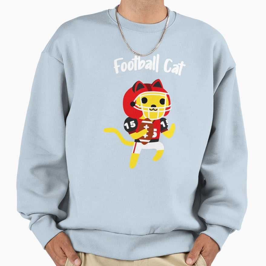 American Football Cat Children Sports Sweatshirt - Unique Graphic Unisex - T-Shirt, Sweatshirt, Hoodie