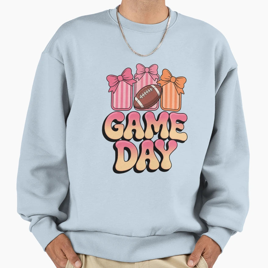Football Game Day Coquette Bow Sweatshirt - Novelty Apparel for Adults - T-Shirt, Sweatshirt, Hoodie
