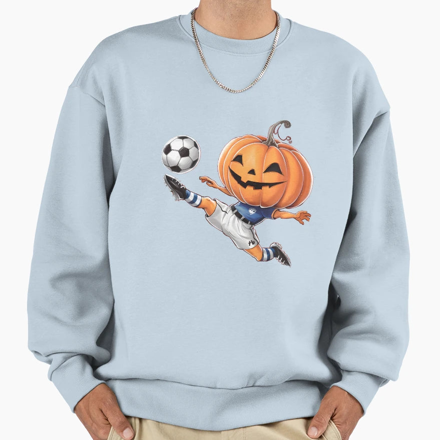 Pumpkin Soccer Player Funny Ball Spooky Sweatshirt - Unique Graphic Unisex - T-Shirt, Sweatshirt, Hoodie