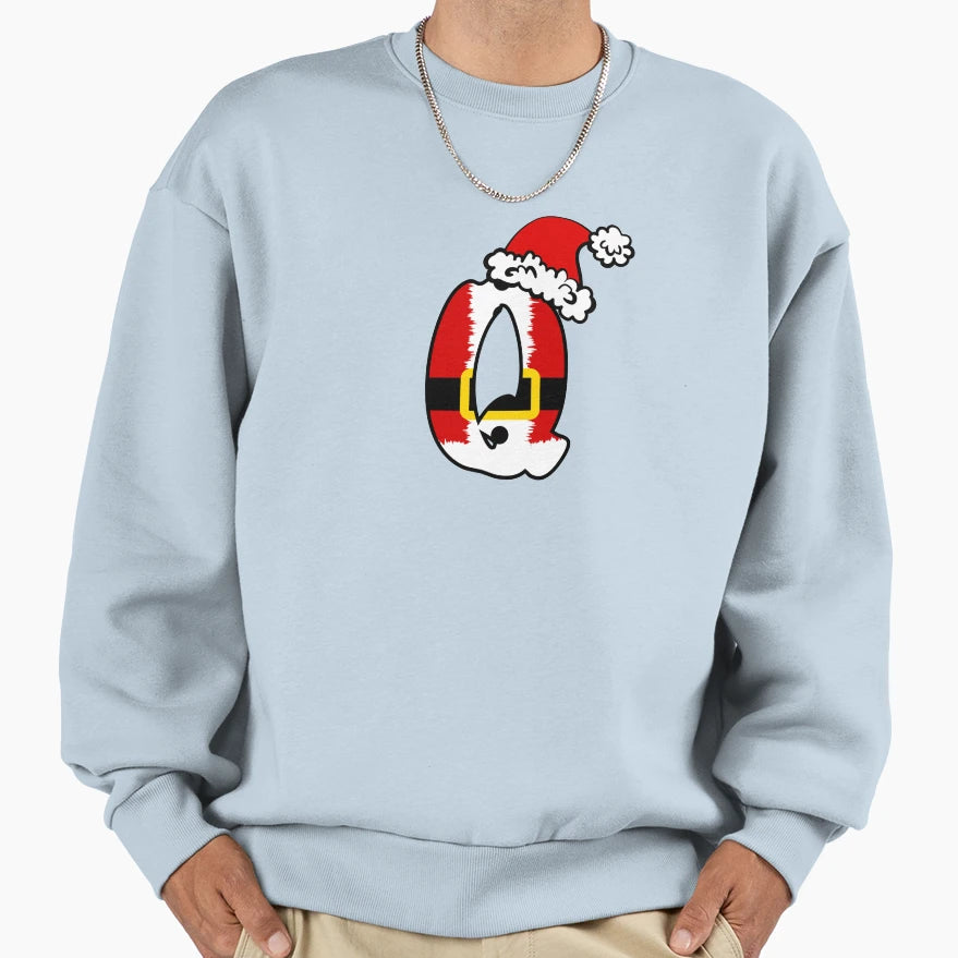 Santa Monogram Font Q Sweatshirt - Minimalist Print Men Women - T-Shirt, Sweatshirt, Hoodie