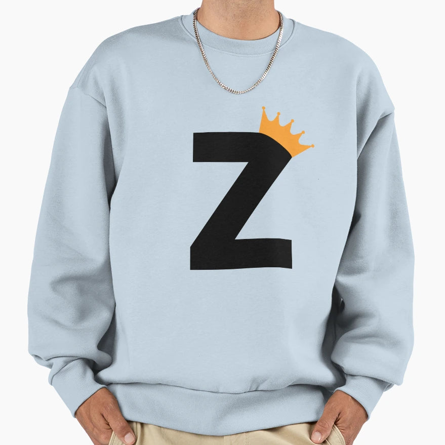 Crowned Monogram Letter Z Sweatshirt - Minimalist Print for Adults - T-Shirt, Sweatshirt, Hoodie