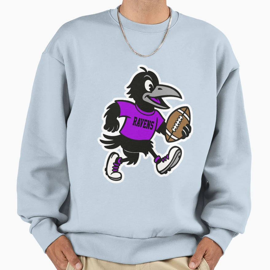 Raven Football Mascot Sweatshirt - Casual Everyday Wear Unisex - T-Shirt, Sweatshirt, Hoodie