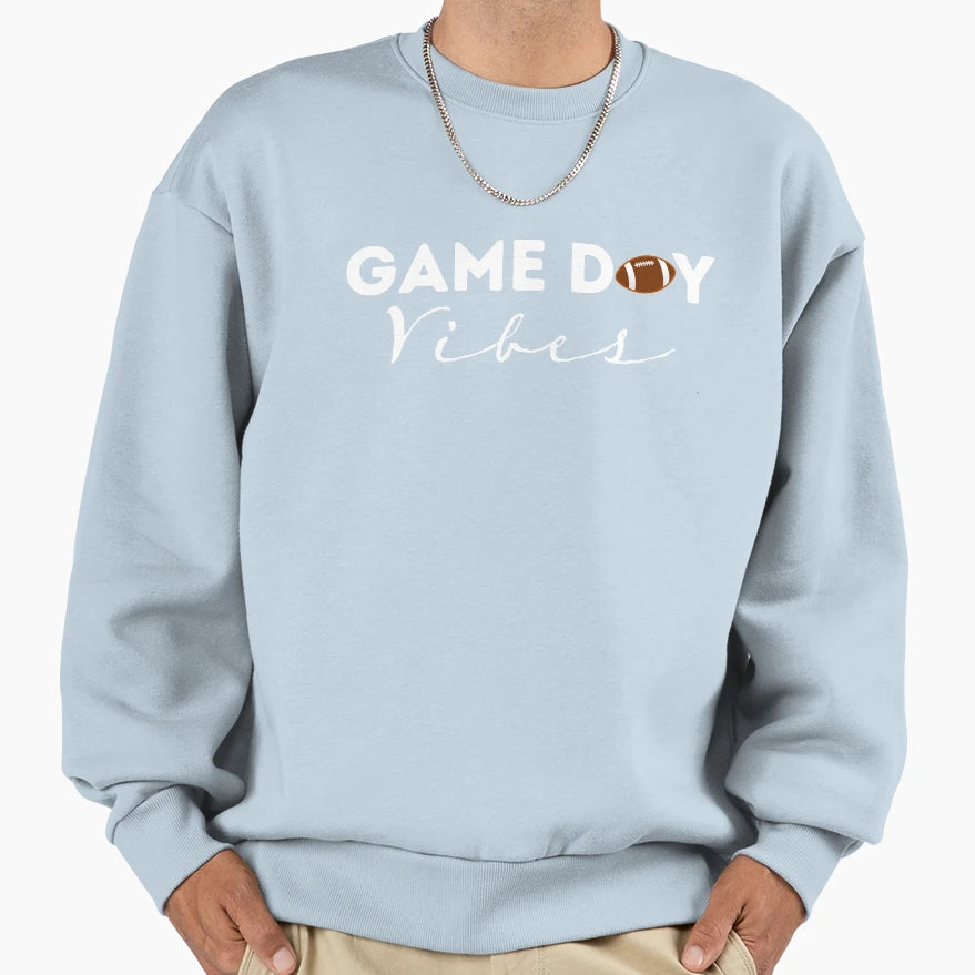 White Game Day Vibes Sweatshirt - Casual Everyday Wear Men Women - T-Shirt, Sweatshirt, Hoodie