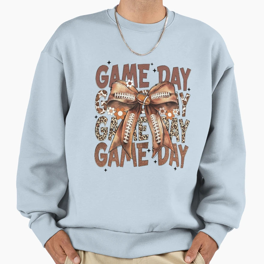 Game Day Football Bow Sweatshirt - Unique Graphic Unisex - T-Shirt, Sweatshirt, Hoodie