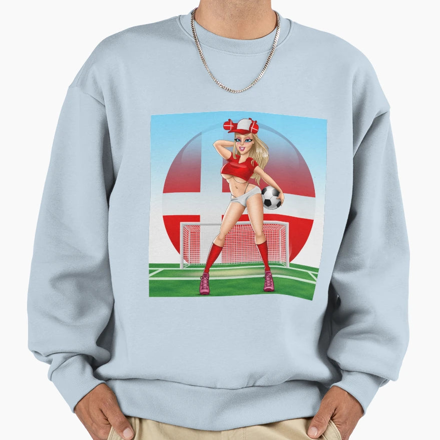 Danish Football Fan Goal Background Sweatshirt - Custom Art Print Unisex - T-Shirt, Sweatshirt, Hoodie