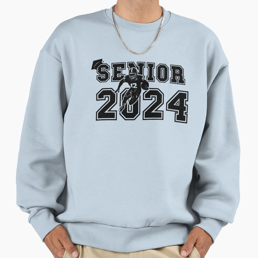 Senior 2024 Running Football Player Sweatshirt - Graphic Print Men Women - T-Shirt, Sweatshirt, Hoodie