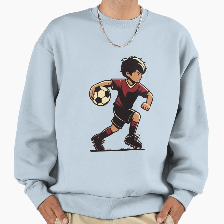 Cartoon Playing Football Sweatshirt - Minimalist Print Unisex - T-Shirt, Sweatshirt, Hoodie