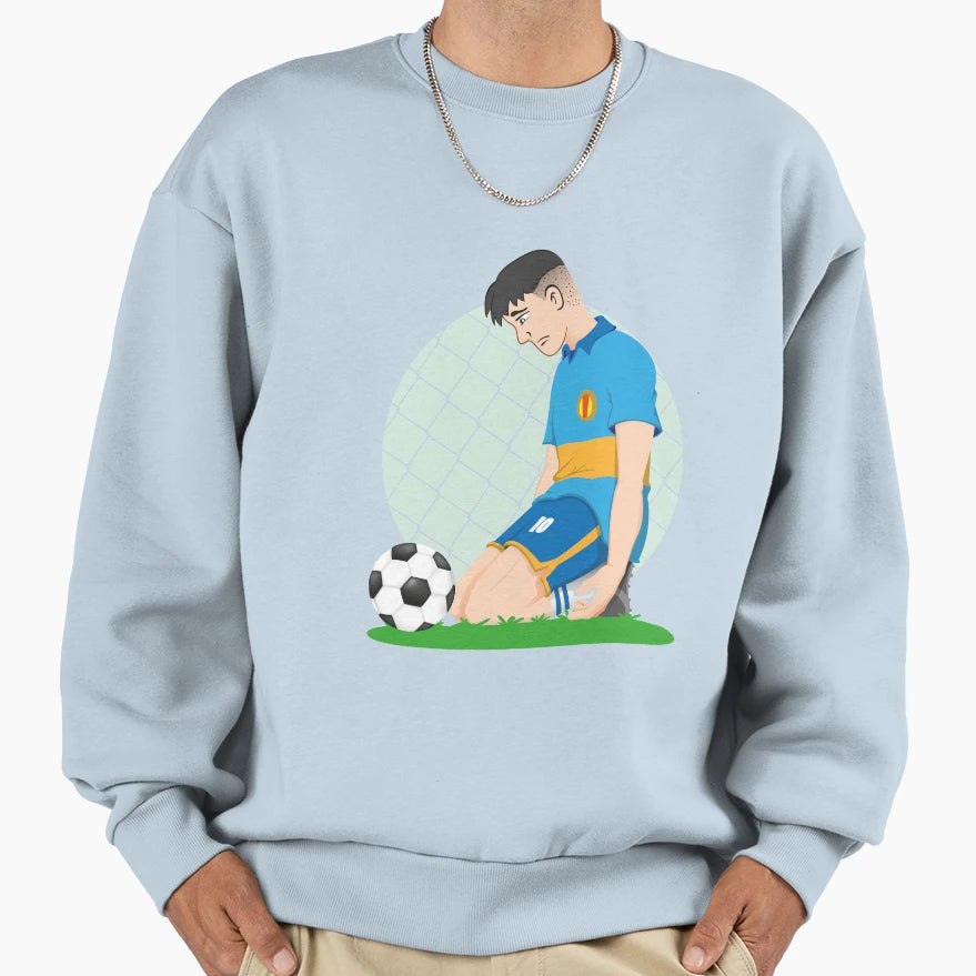 Illustration Soccer Player Sad Sweatshirt - Aesthetic Graphic for Adults - T-Shirt, Sweatshirt, Hoodie