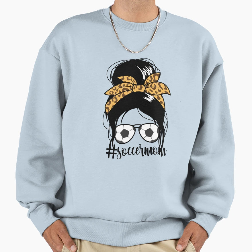 Soccermom Messy Bun Mom Womens Sweatshirt - Aesthetic Graphic for Adults - T-Shirt, Sweatshirt, Hoodie