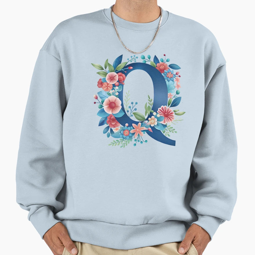 Q Initial Letter Q Sweatshirt - Fun Novelty Design for Adults - T-Shirt, Sweatshirt, Hoodie