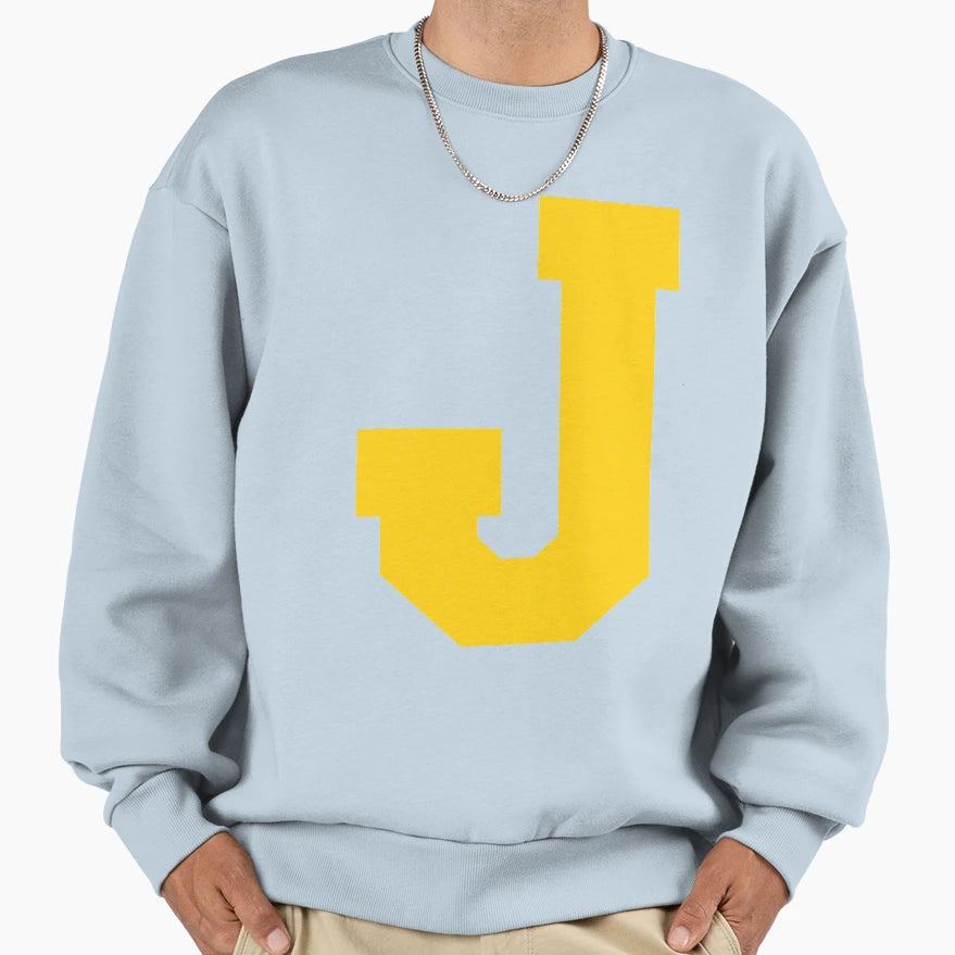 Alphabet Yellow J Sports Letter J Sweatshirt - Novelty Apparel for Adults - T-Shirt, Sweatshirt, Hoodie