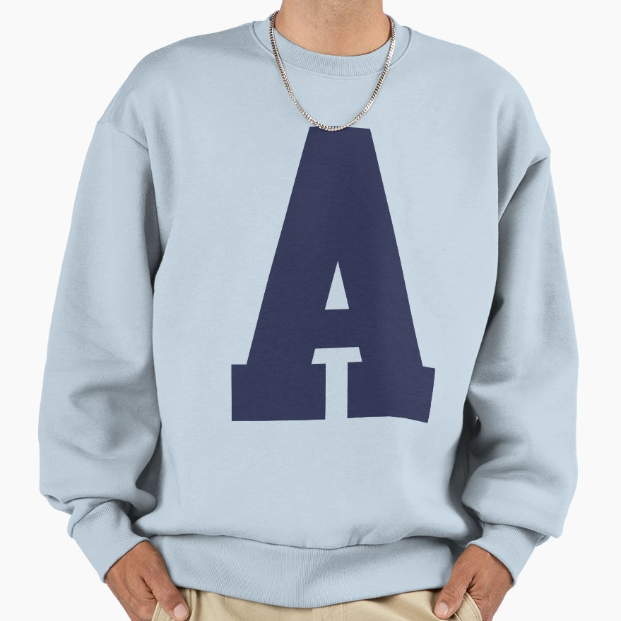 Alphabet Marine Blue Sports Sweatshirt - Casual Everyday Wear for Adults - T-Shirt, Sweatshirt, Hoodie