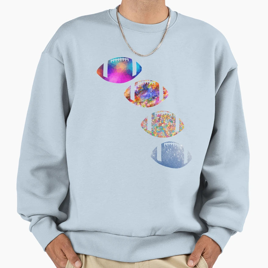 Colorful American Football Sports Sweatshirt - Unique Graphic Men Women - T-Shirt, Sweatshirt, Hoodie