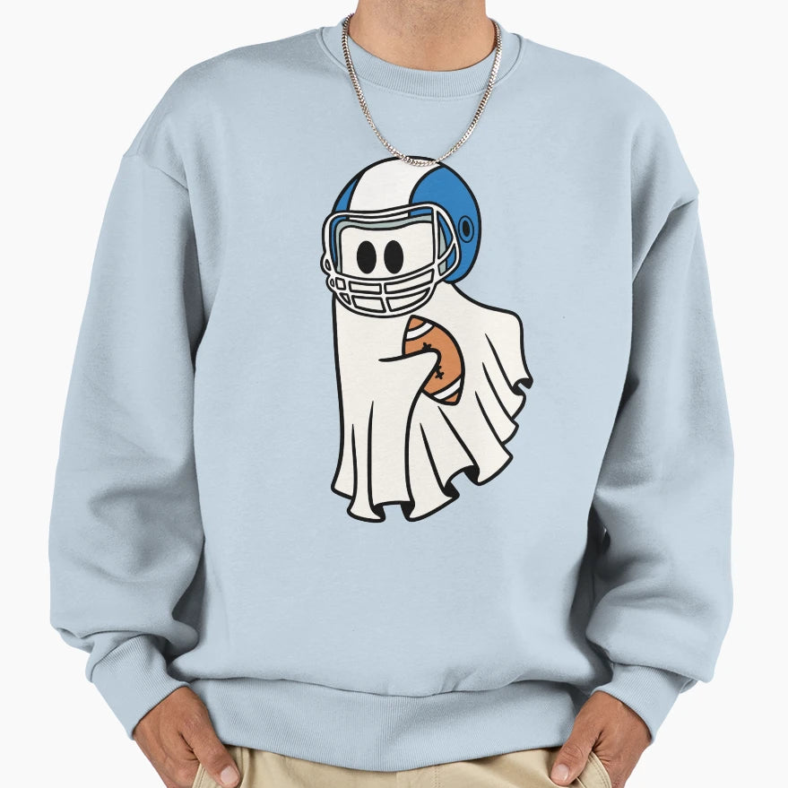 Halloween Ghost Play Football Sweatshirt - Custom Art Print for Adults - T-Shirt, Sweatshirt, Hoodie