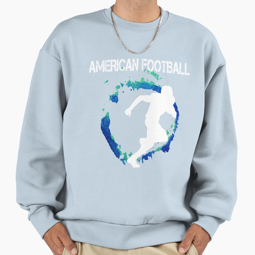 American Football Player Watercolor Sweatshirt - Graphic Print Men Women - T-Shirt, Sweatshirt, Hoodie