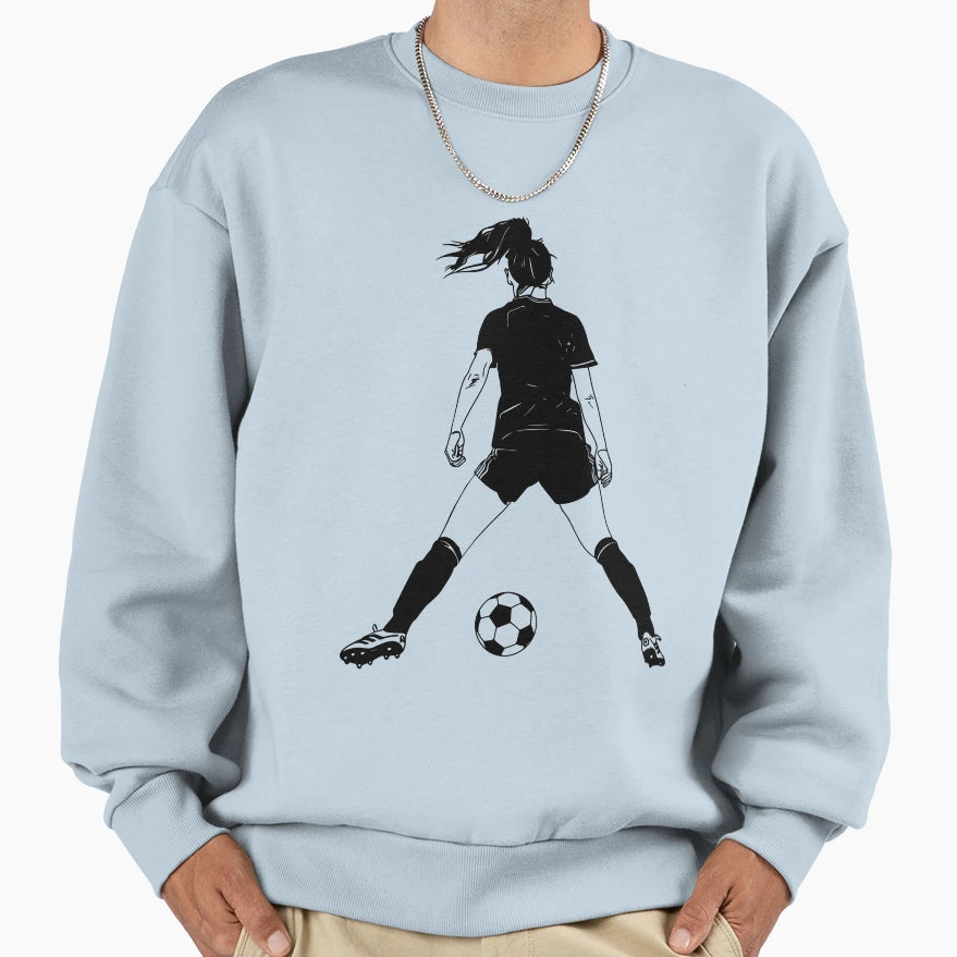 Copy Female Soccer Player Sweatshirt - Minimalist Print Men Women - T-Shirt, Sweatshirt, Hoodie