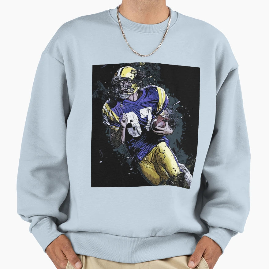 American Footballer Cartoon Sweatshirt - Minimalist Print for Adults - T-Shirt, Sweatshirt, Hoodie