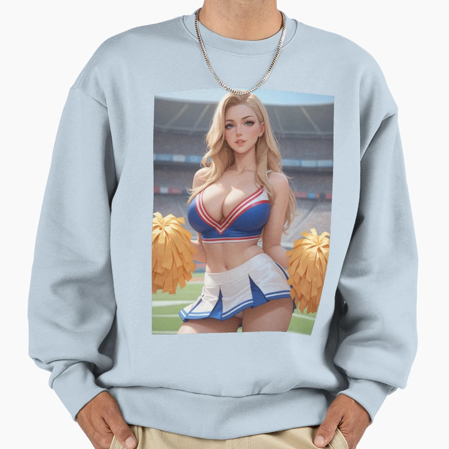 Cheerleader Anime Blonde Cheer Sweatshirt - Aesthetic Graphic for Adults - T-Shirt, Sweatshirt, Hoodie