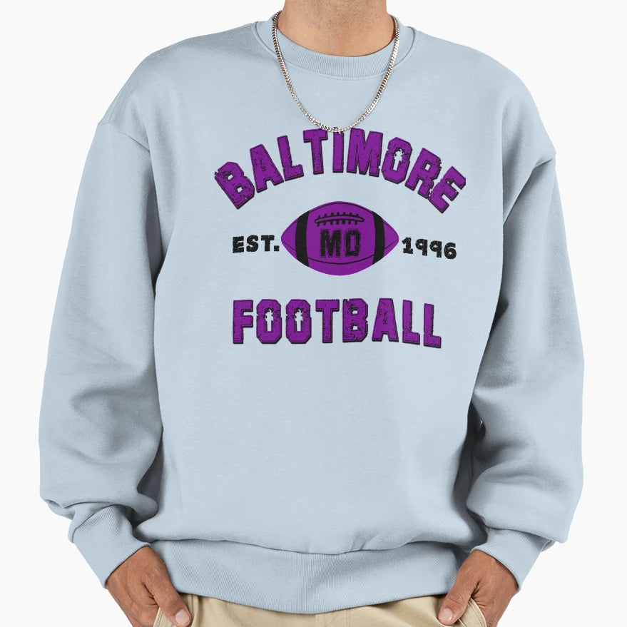 Baltimore Football Est 1996 Jersey Sweatshirt - Graphic Print Men Women - T-Shirt, Sweatshirt, Hoodie