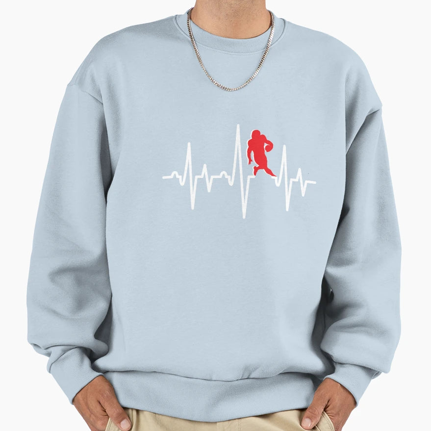 Football Heartbeat American Sweatshirt - Custom Art Print for Adults - T-Shirt, Sweatshirt, Hoodie