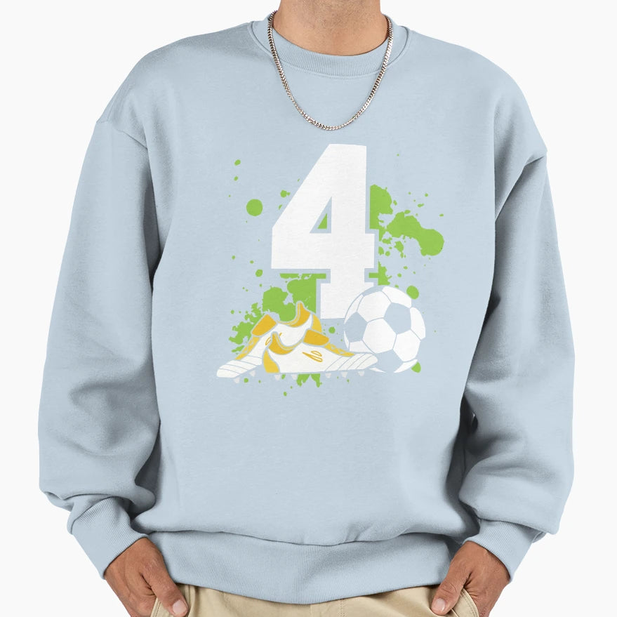 Football Birthday 4 Years Old 4Th Sweatshirt - Trendy Graphic Men Women - T-Shirt, Sweatshirt, Hoodie