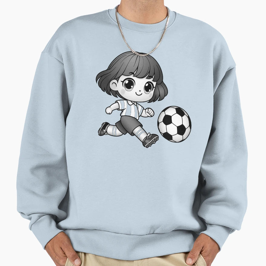 Kawaii Soccer Player Sweatshirt - Custom Art Print Men Women - T-Shirt, Sweatshirt, Hoodie