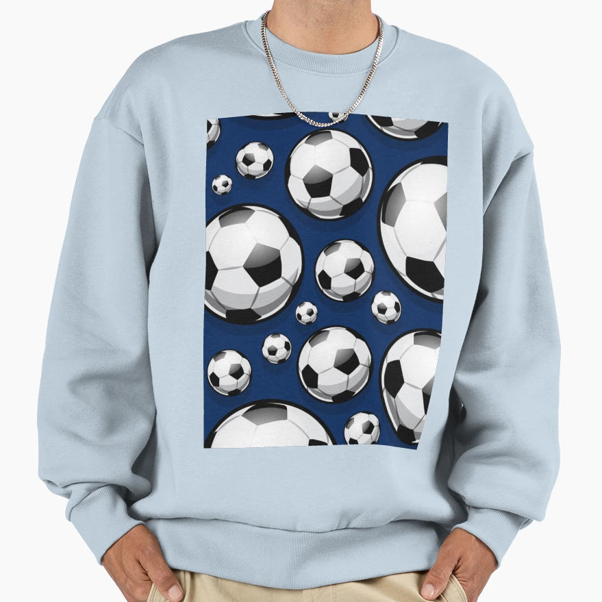 Soccer Ball Balls Pattern Blue Sweatshirt - Fun Novelty Design Unisex - T-Shirt, Sweatshirt, Hoodie