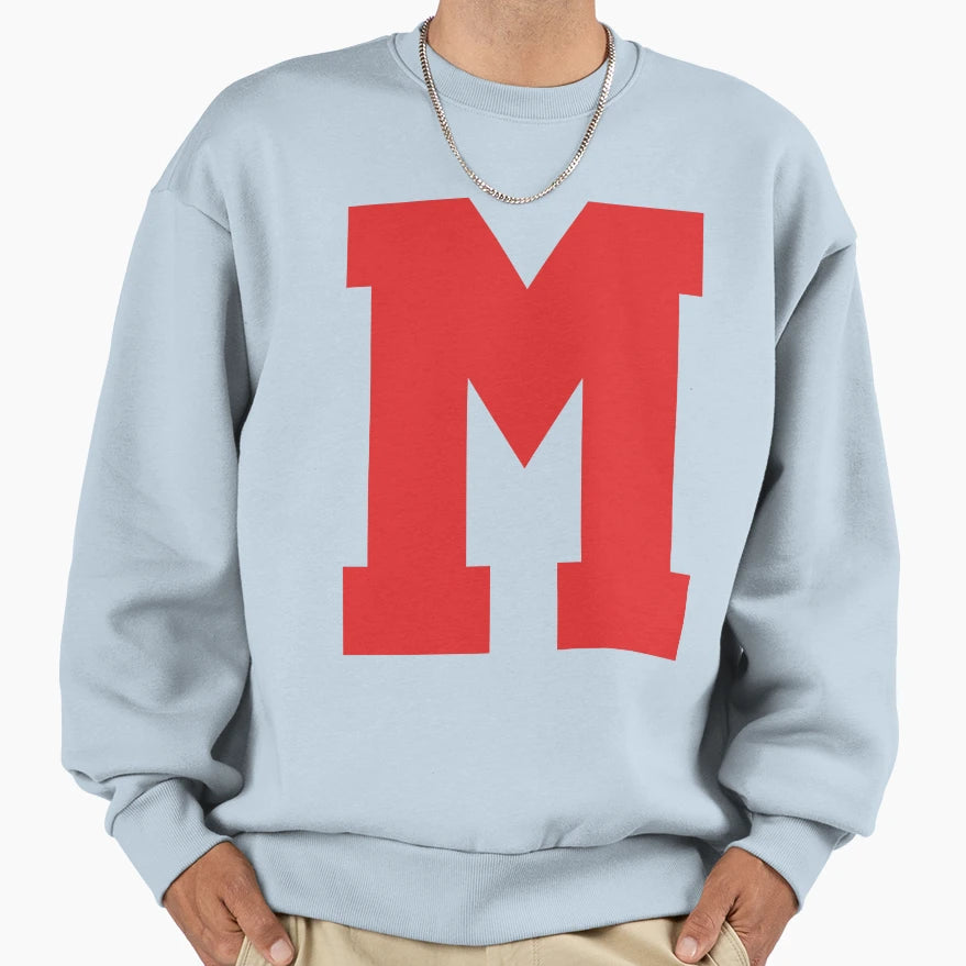 Alphabet Red M Sports Letter M Sweatshirt - Casual Everyday Wear Unisex - T-Shirt, Sweatshirt, Hoodie