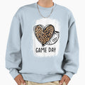 Game Day Leopard Heart Football Lovers Sweatshirt - Graphic Print Unisex - T-Shirt, Sweatshirt, Hoodie