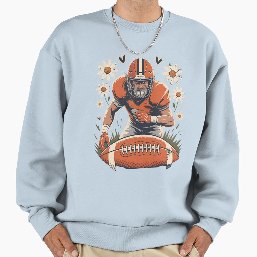 Distressed Football Helmet Bow Sweatshirt - Custom Art Print for Adults - T-Shirt, Sweatshirt, Hoodie