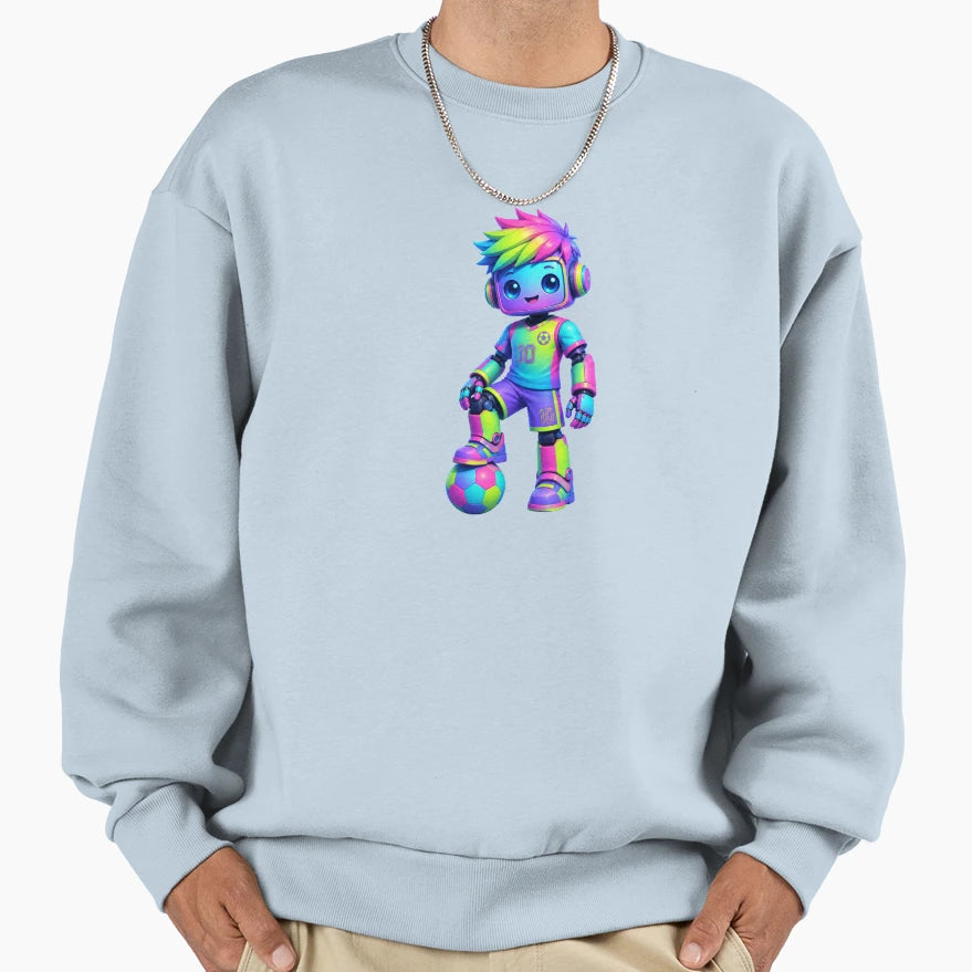 Neon Soccer Robot Kawaii Futuristic Sweatshirt - Trendy Graphic Unisex - T-Shirt, Sweatshirt, Hoodie