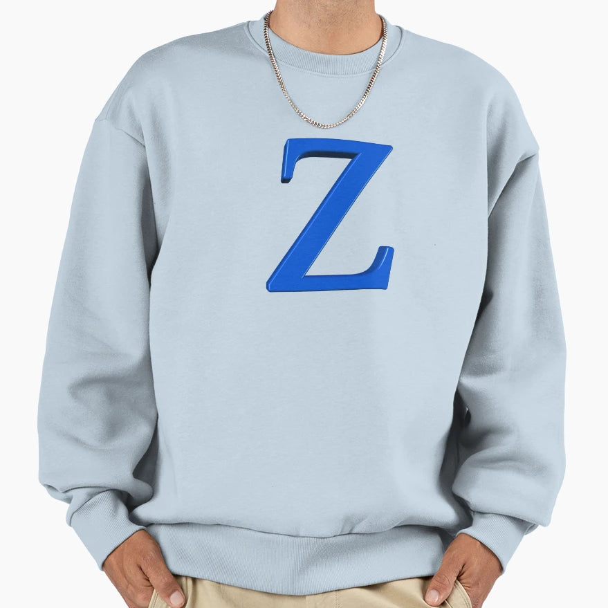 Letter Z Dimensional Blue Sweatshirt - Minimalist Print Men Women - T-Shirt, Sweatshirt, Hoodie